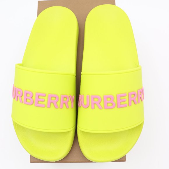 NIB Burberry Furley Logo Embossed Slides Sandals - Picture 3 of 8
